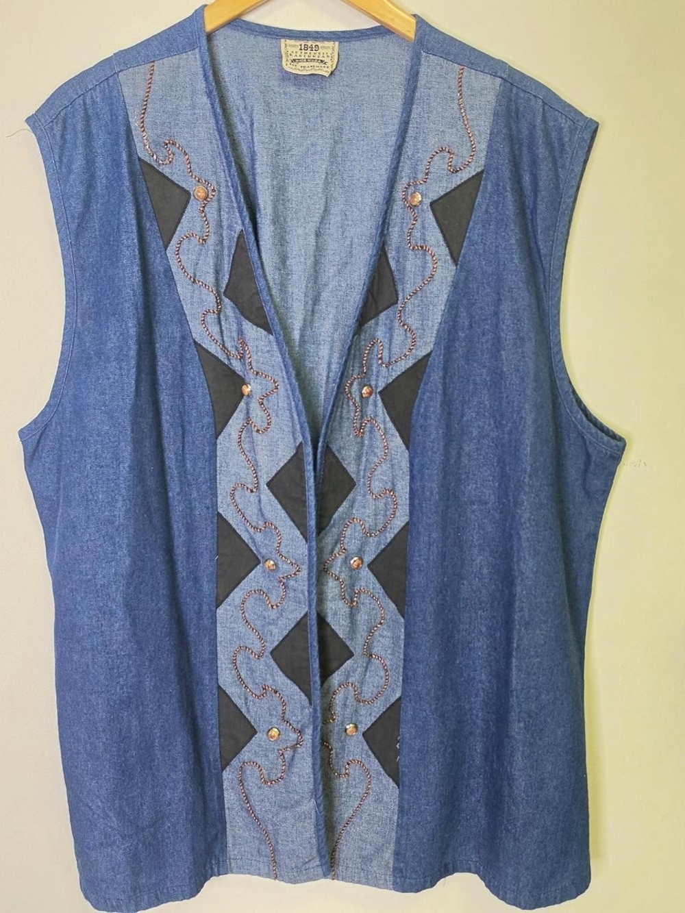 Vintage western denim vest with embroidery - Picture 5 of 5